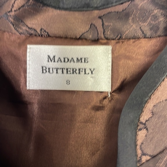𝅺vintage Madame Butterfly oriental satiny floral jacket top - Picture 6 of 8